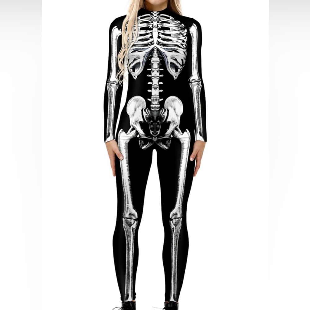 Skeleton Print Black Bodysuit